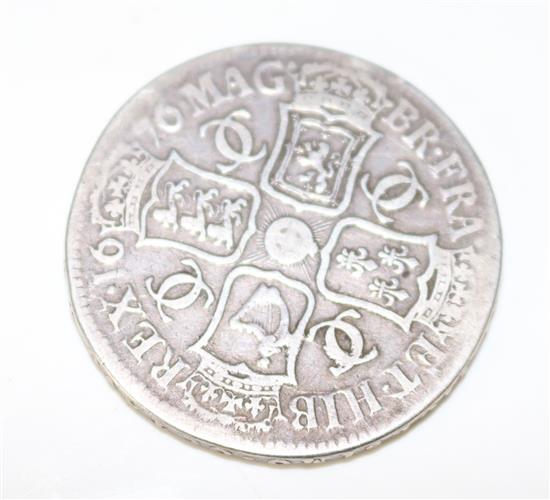 A 1676 Charles II silver crown